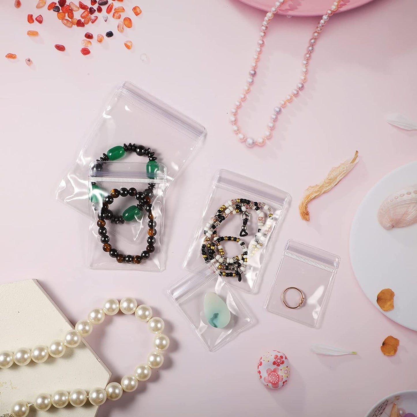 PVC Clear Jewelry Anti Oxidation Zipper Bag Antitarnish Plastic Bags for Packaging Jewelry Rings Earrings Transparent Poly Pouch（100pcs 2.75 * 4 IN）