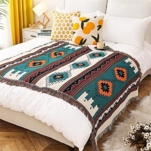 Homesy Boho Throw Blankets Southwestern Bed Throws Cover Reversible Green Aztec Southwest Blanket for Couch Chair Sofa Hom...