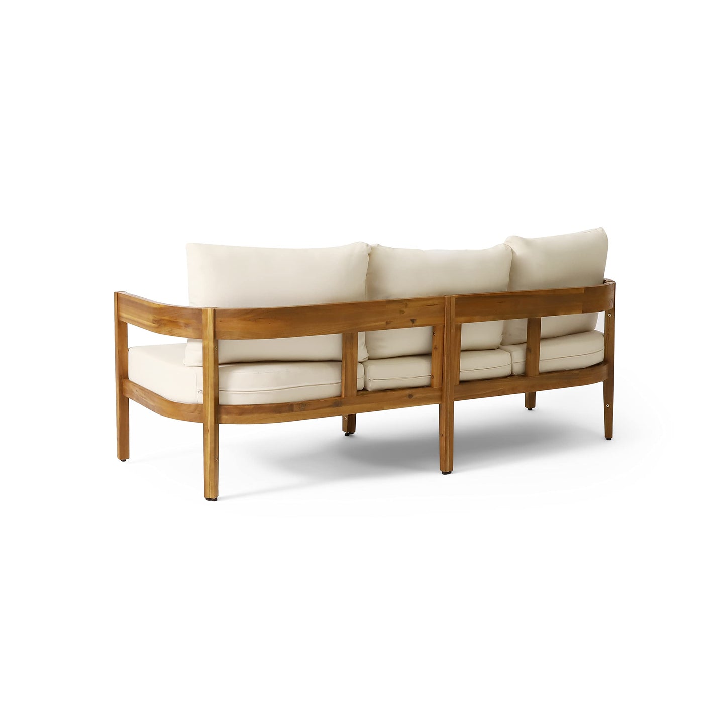 Merax 5pcs Outdoor Acacia Wood Conversation Set with 2 Chais,Loveseat,3-Seater Sofa and Coffe Table,with Cushions for Patio,Garden