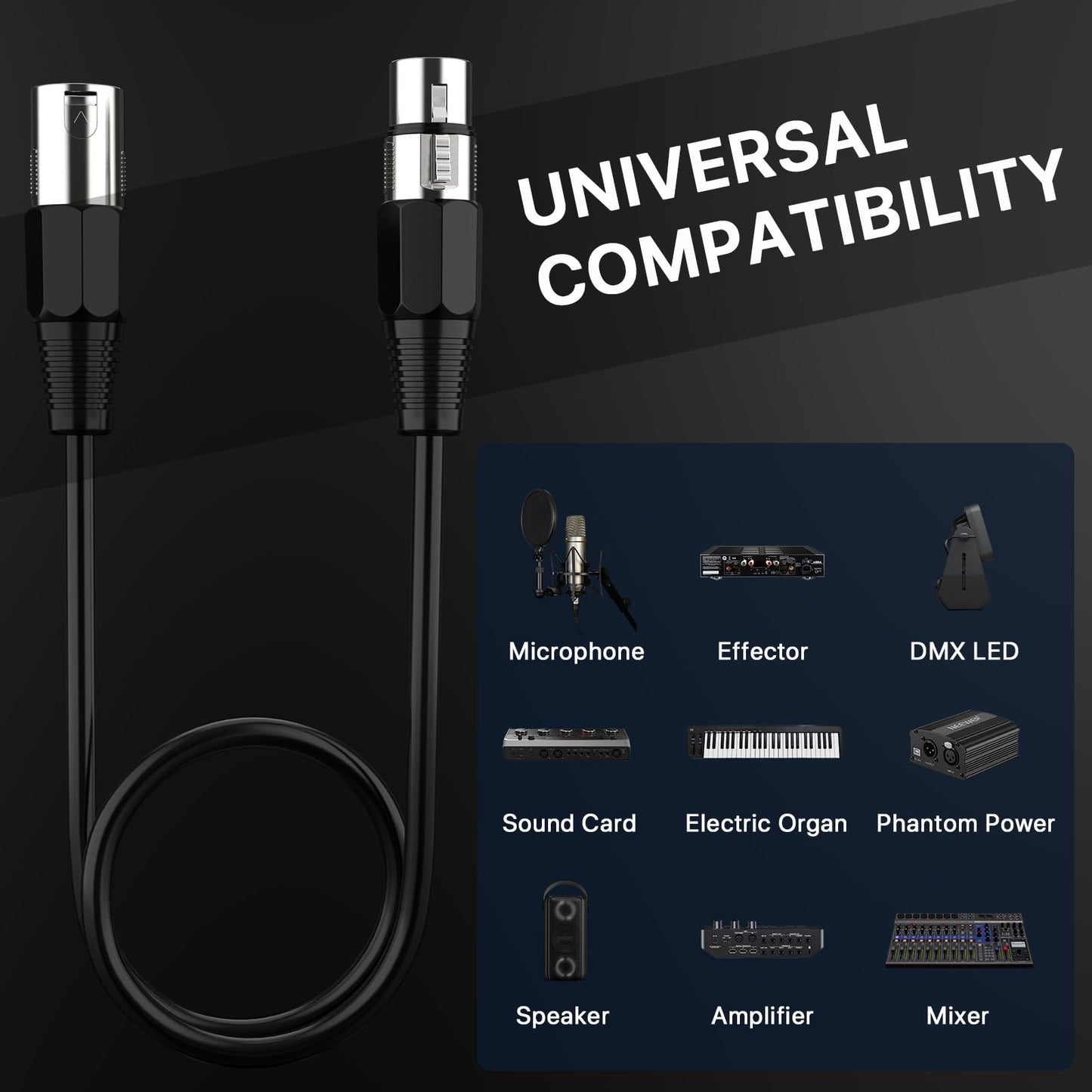 Ebxya Xlr Cable 6Ft 4 Packs - Balanced Microphone Cable With 3-Pin Xlr Male To Female Mic Speaker Cable, Black