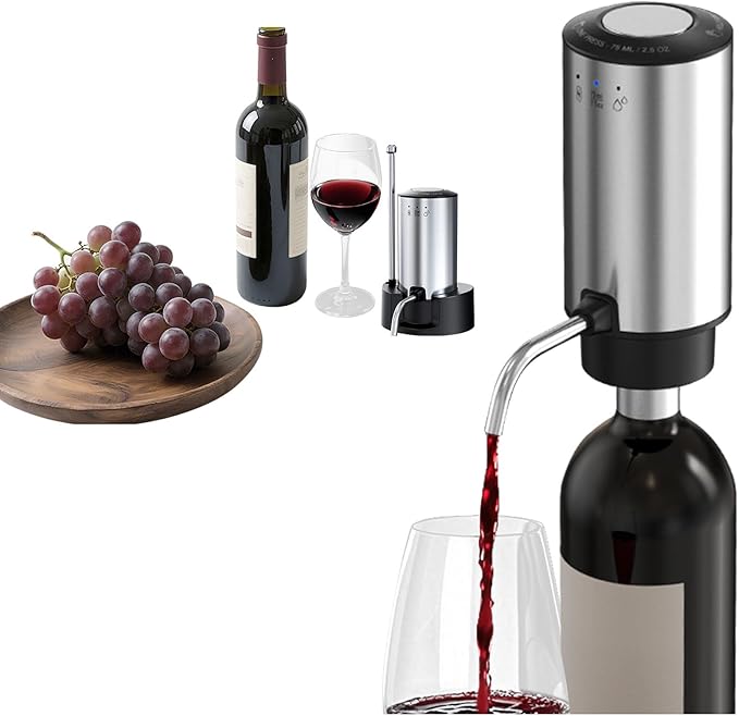 Rechargeable Wine aerator Electric Wine Decanter, Automatic Wine Dispenser withStorage Base,Two Modes:long press to contin...