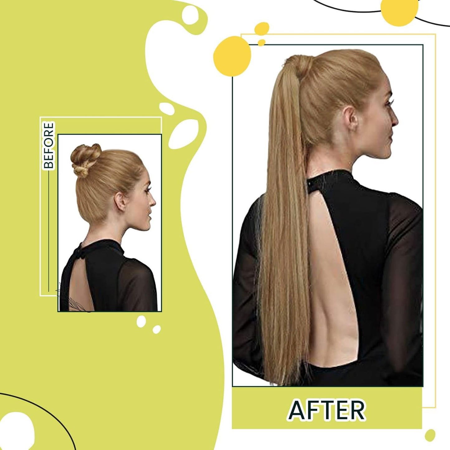RUNATURE Human Hair Ponytail Extension Blonde Ponytail Hair Extension Dark Blonde Highlight Caramel Blond Short Ponytail Human H