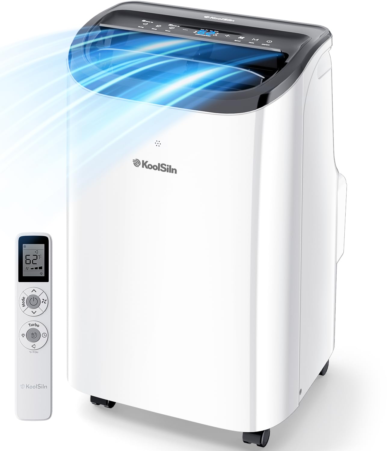 10,000 BTU Portable Air Conditioner Cools Up to 450 Sq.Ft, Auto-Evaporation Low Noise Portable AC Unit with Remote Control Fits for Large Room, Office, Garage, White