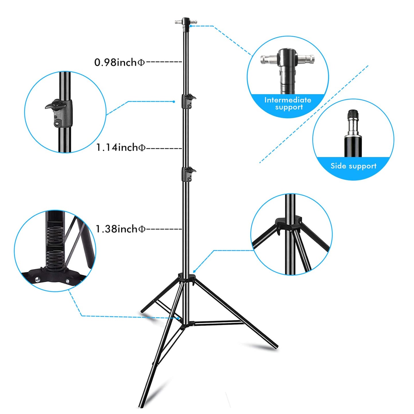 HYJ-INC Photo Video Studio 30ft (Wide) x 10ft (Tall) Heavy Duty Adjustable Width & Length Photography Backdrop Stand Background Support System Kit with 9pcs Clamps, 4pcs Sandbags, Carry Bag