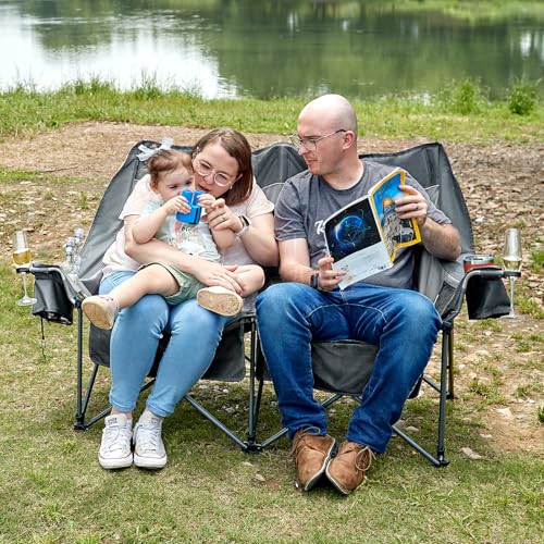 Timber Ridge Double Camping Chair, Heavy Duty Outdoor Folding Camp Couch, Loveseat Camping Chairs Perfect for Campsites, P...