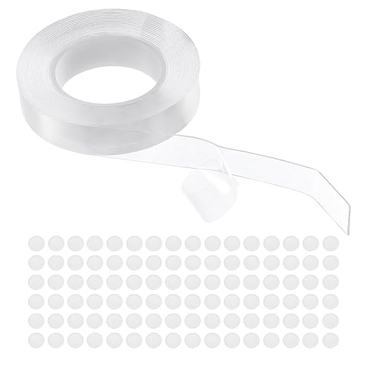 PATIKIL Double Sided Tape Heavy Duty, Transparent Nano Adhesive Mounting Tape for Picture Hanging Walls Decor, 1 Roll 3 Meterx15mmx1mm Strip & 200 Pcs 8mmx1mm Circle
