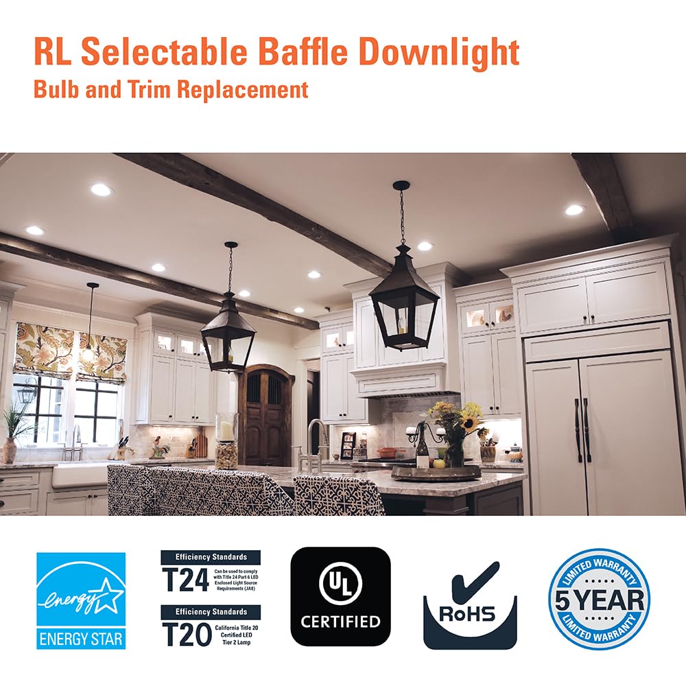 HALO 5/6 inch LED Recessed Light Trim with Selectable Color Temperature 2700K-5000K Dimmable Wet Location Indoor Outdoor Downlight Retrofit RL56069FSD2W1EWH