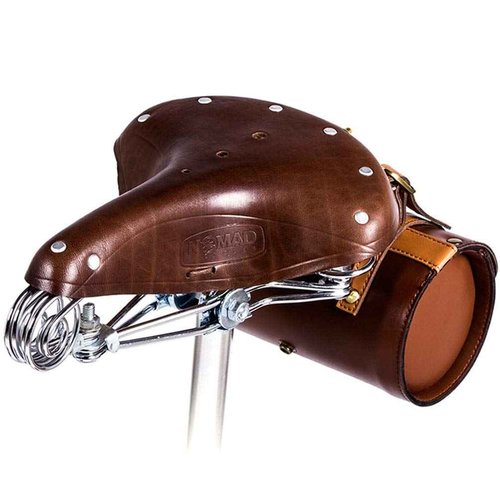 UNISTRENGH Vintage Classic Bicycle Saddle Leather Saddle Coil Spring Rivets Bike Seat, Brown