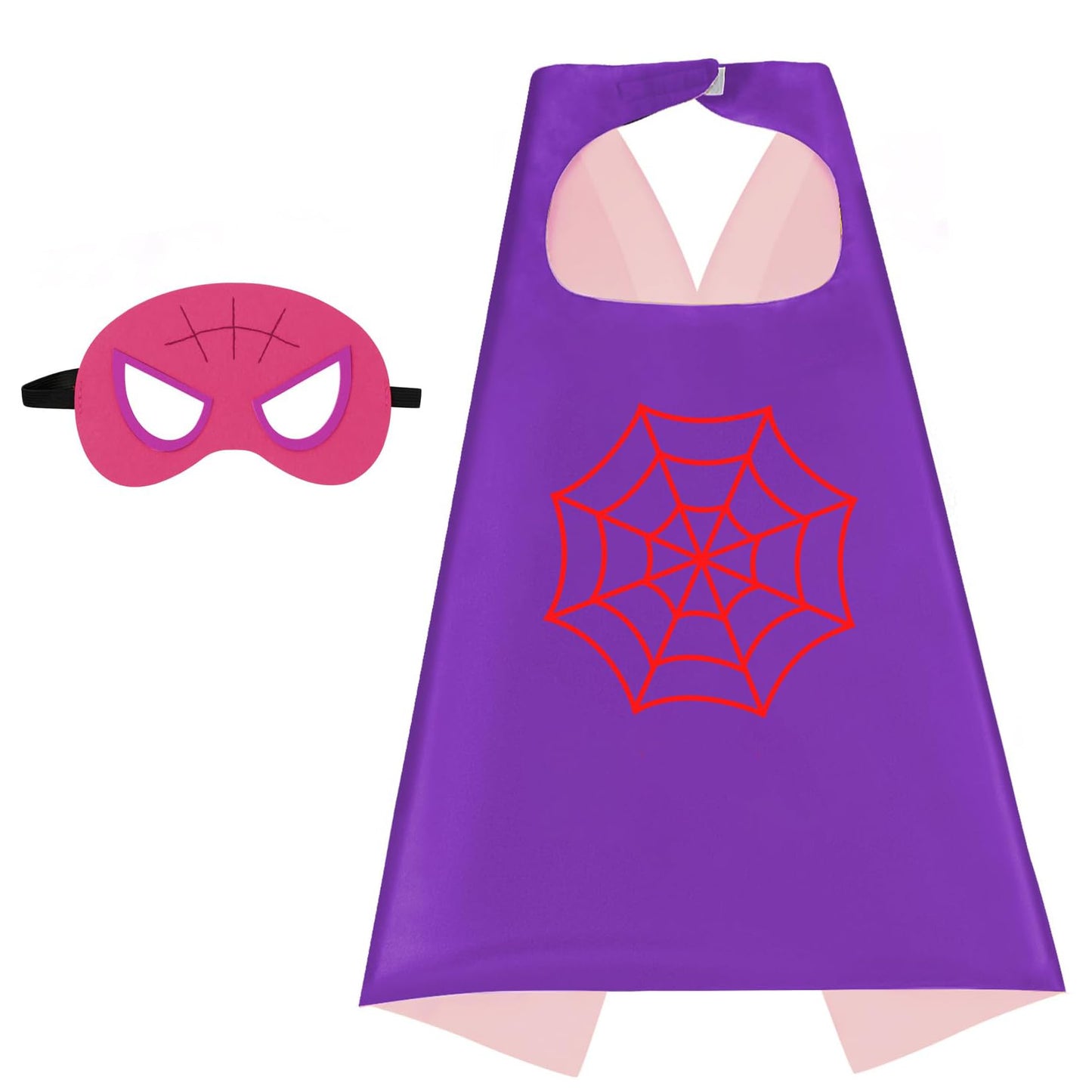 Kids Superhero Cape and Mask for Boy and Girl, Super Hero Costume Halloween Dress Up, Toys for 3-10 Year Old Boys Girls (Purple, Small)