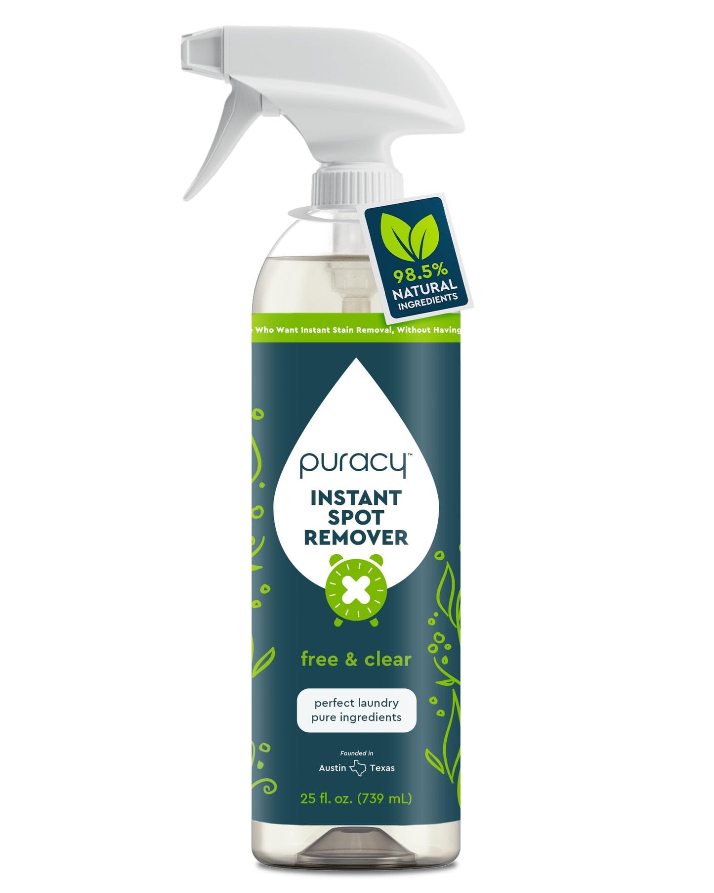 Puracy Laundry Stain Remover for Clothes Laundry - Carpet Stain Remover Carpet Spot Cleaner Couch Stain Remover - Clothes Spray, Free & Clear - Instant Spot Remover, 25 Fl Oz (Pack of 1)
