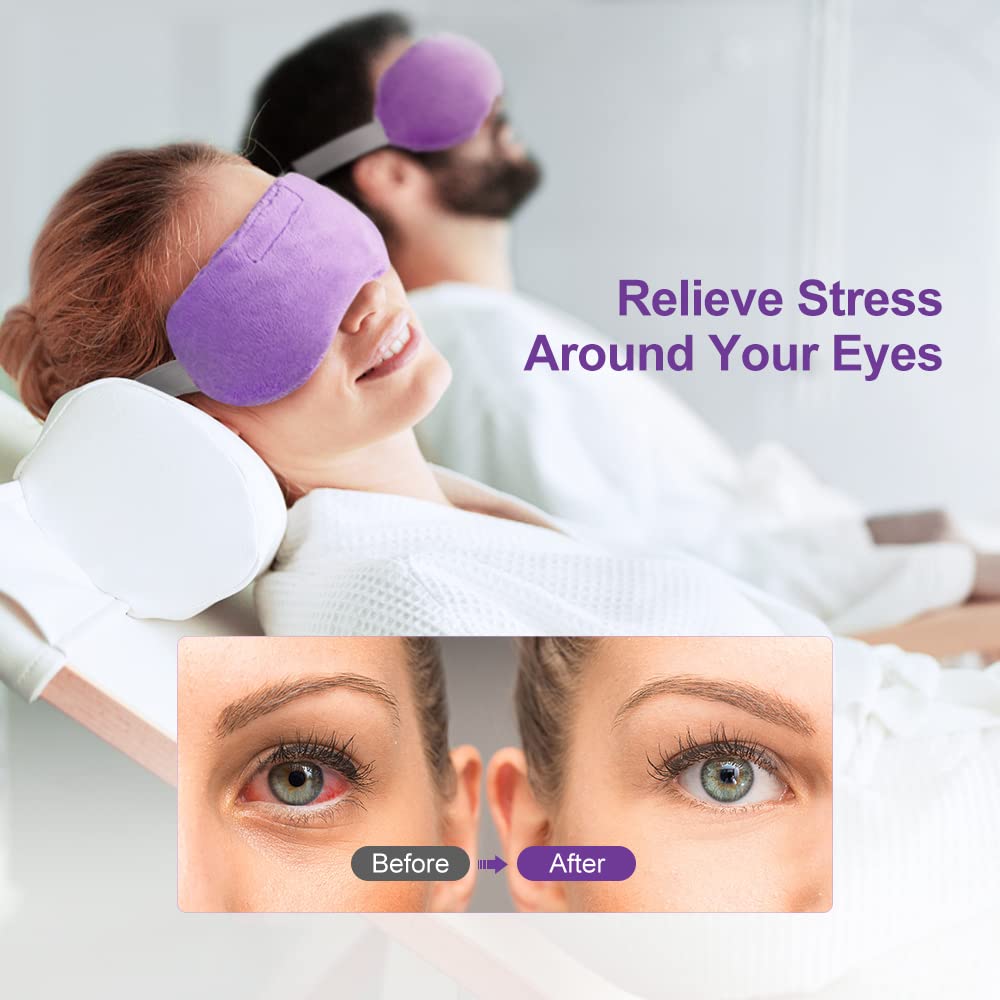 Umisleep Lavender Eye Mask, Aromatherapy Weighted Sleep Mask for Dry Eyes Men Women, Microwave Heated Hot Therapy Eye Cover Moist Compression Pain Relief, Pillow for Puffy Eyes, Sinus Pain, Purple