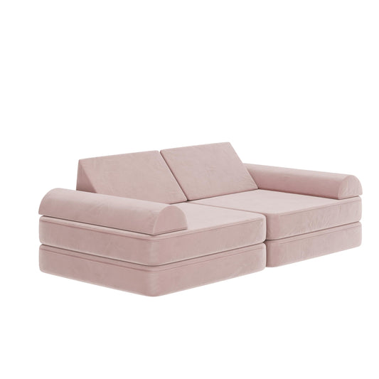 Flash Furniture Marlowe Modular Foam Kids Play Couch, 6 Soft Sectional Sofa Pieces, Convertible Kids Couch, Removable Covers, 56", Blush