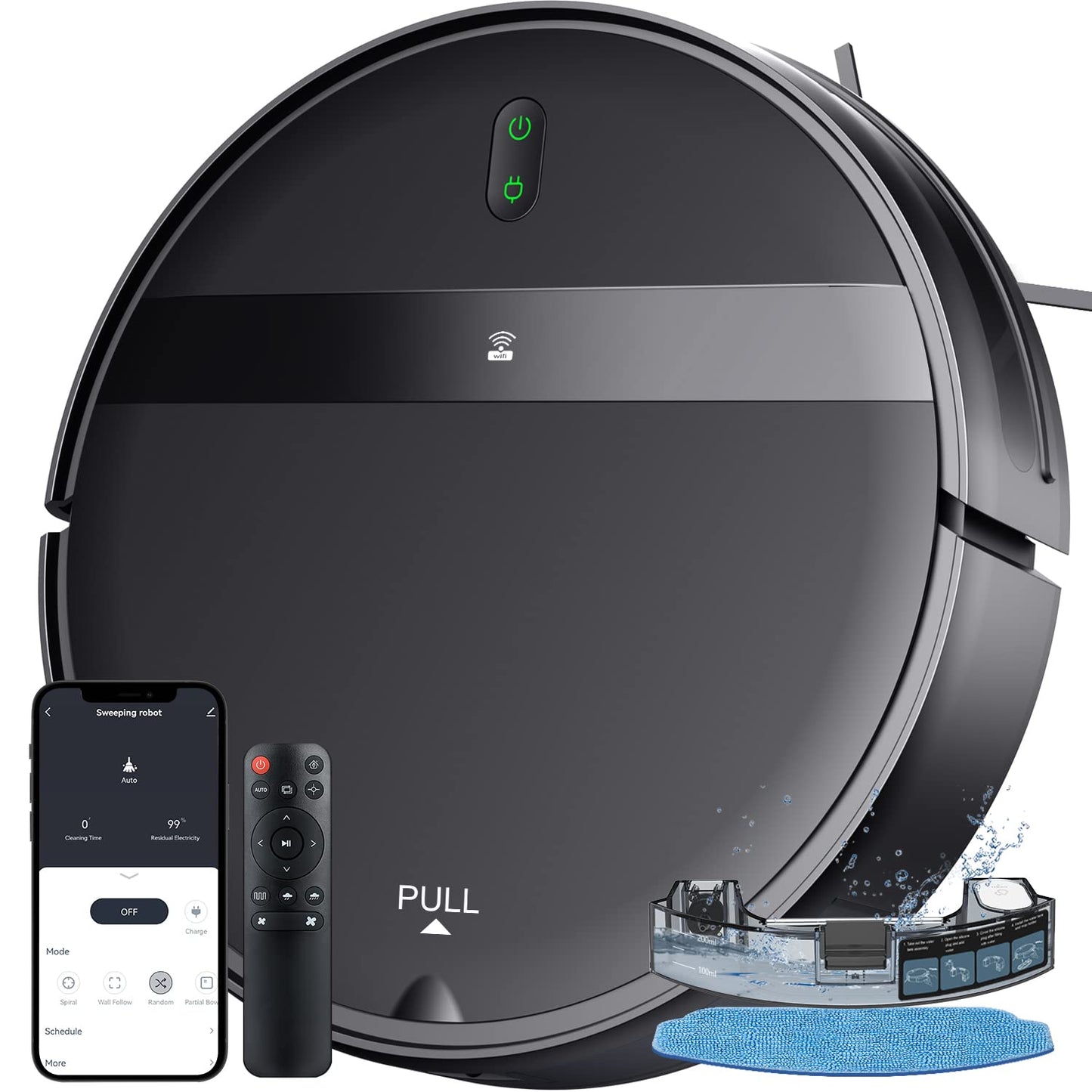 Robot Vacuum And Mop Combo For Pet Hair-2300Pa Robotic Vacuum Cleaner With Wifi/Alexa/App Control, 2H Runtime & Tangle-Free Tech