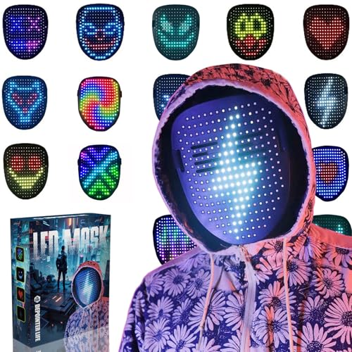 Depointer Life LED Mask Light up Masks With Gesture Sensing, Cool Toys Masks Teen Boys Gifts for Halloween Christmas Birthday