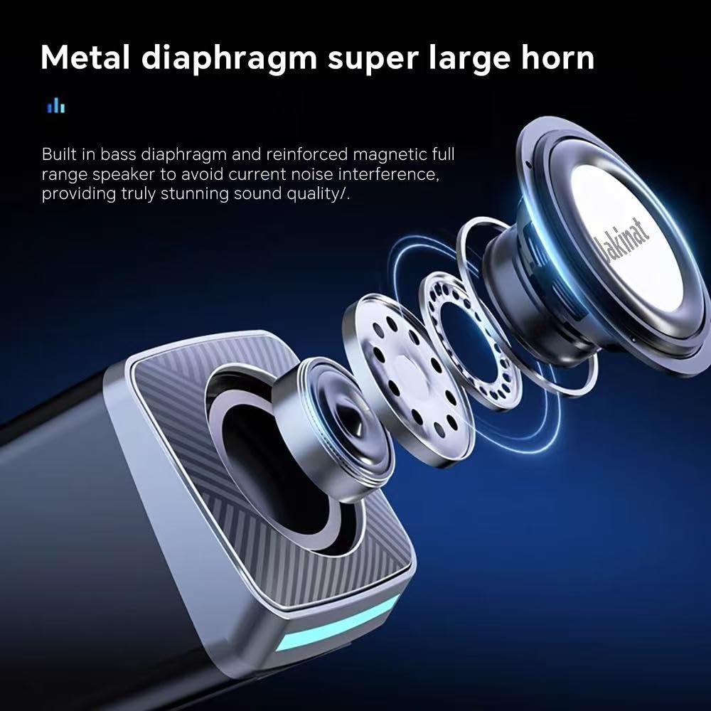 Uakinat PC Speakers 2"–3W Carbon Fiber Computer Speaker for Desktop or Laptop PC,USB C/USB-Powered,Crystal Clear Sound,Rich Bass,Loud Volume,Direct Control,Plug-N-Play,Black-Silver