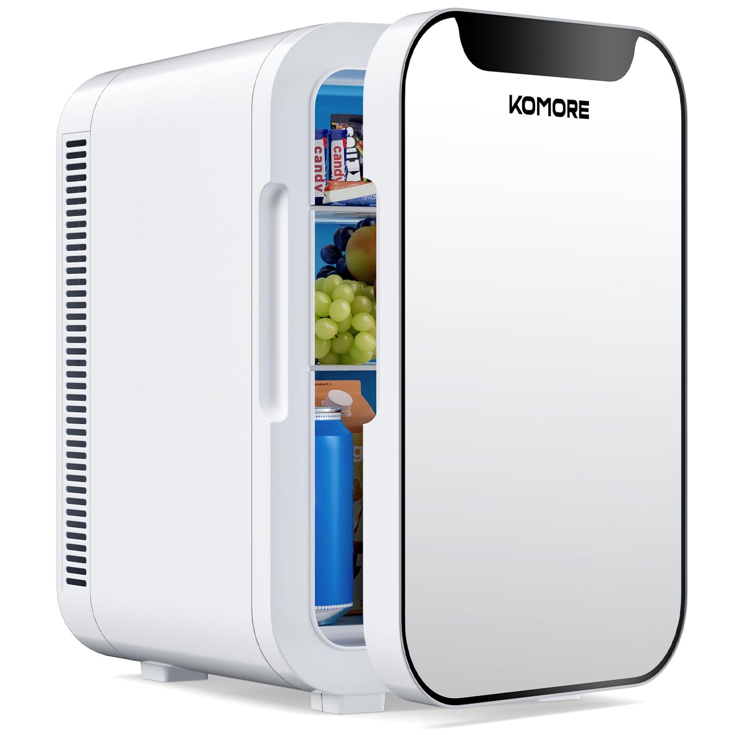 KOMORE Small Mini Fridge, 18L Portable Tiny Fridge for Skincare, 120V/12V Makeup Refrigerator Mini, Thermoelectric Cooler & Warmer for Drinks, Food, Cosmetics for Office/Dorm/Car/Travel, White
