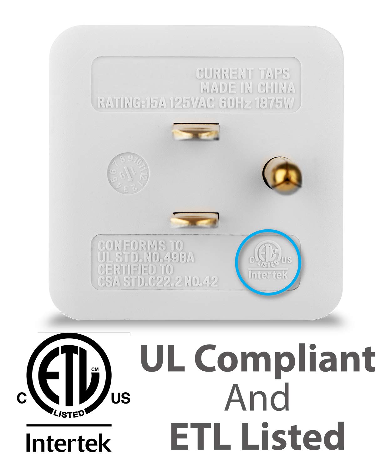 3-Outlet Extender, Fosmon 90 Degree Plug Outlet Adapter, Right Angle Power Plug Adapter 3 Prong, 3 Way Power Splitter Cube Tap,
