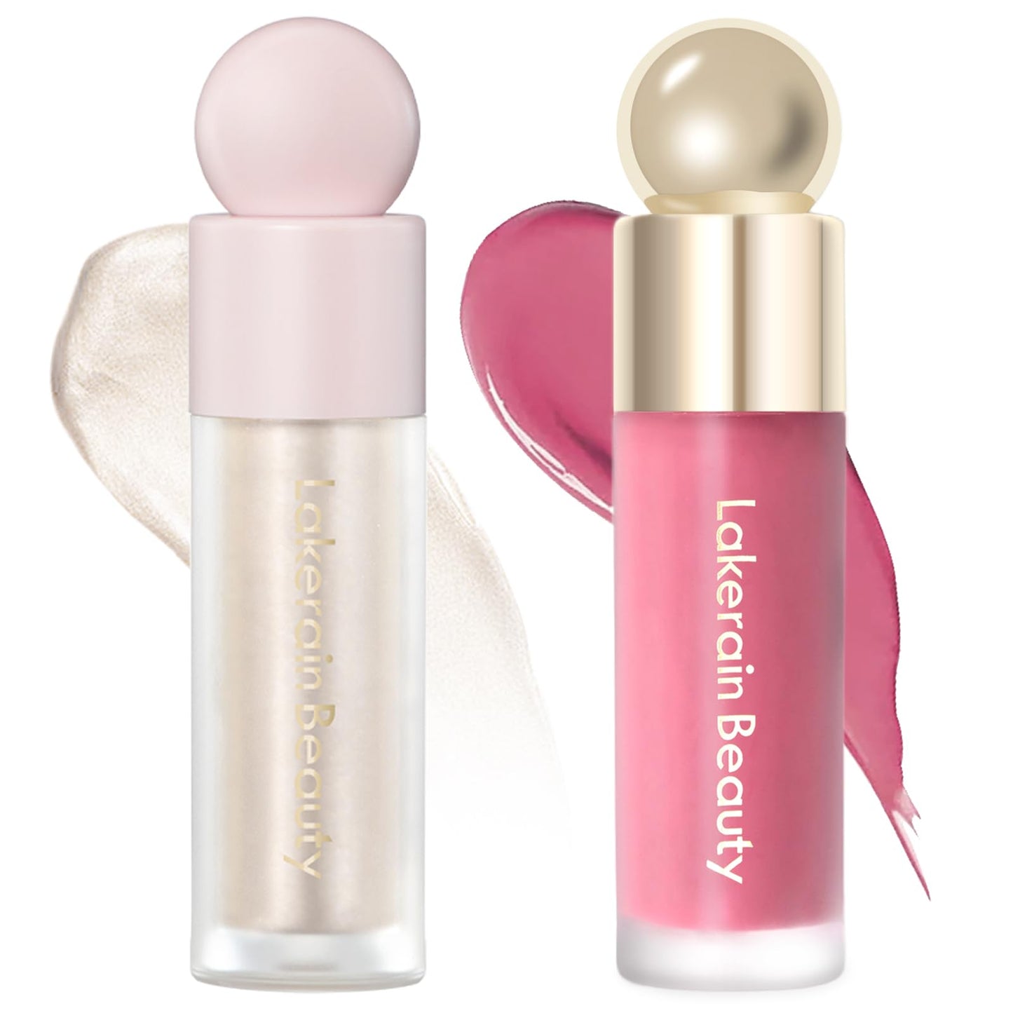 Erinde 2 Colors Liquid Highlighter and Blush Set, Natural Matte Face Blush, Natural Glossy Liquid Illuminator for Face and Body,