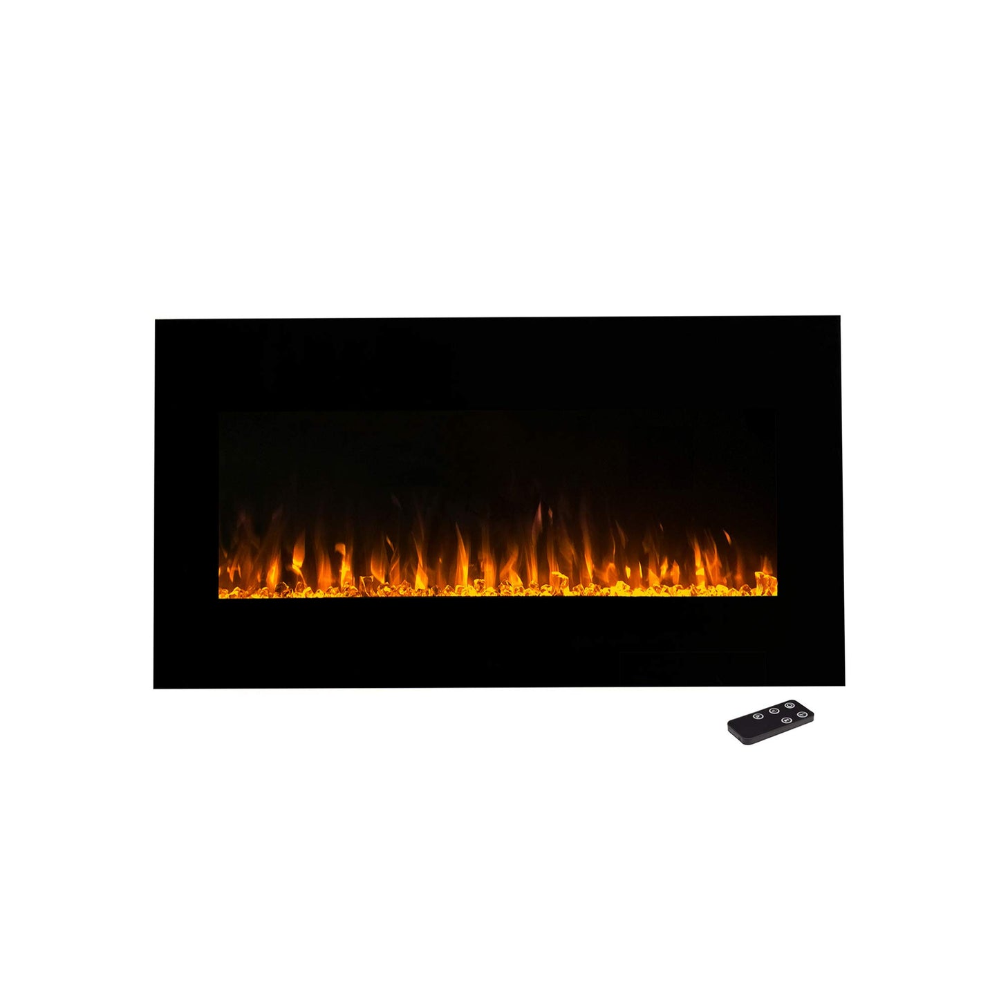 Electric Fireplace - 42 Inch Wall Mounted Fireplace Heater with Remote Control Adjustable LED Flames, Timer, Heat, and Brightness by Northwest (Black)