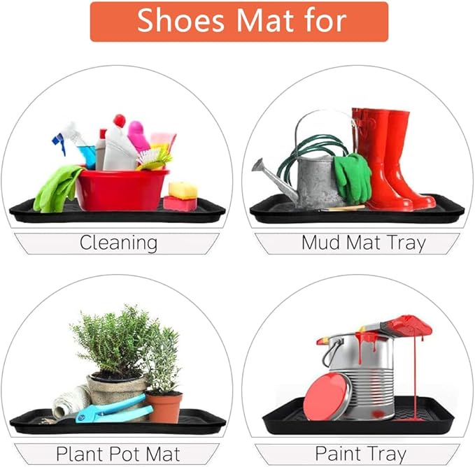 Boot Tray for Entryway,Pet Food Mat Tray,13.7*10.6*1.2 inch 3 Packs,Plastic Boot Mat Tray w/Lip,Dog Water Mat-Rubber Shoe Mat-Trash Can Mat-Wet Shoe Mats-Pet Food Tray-Suitable for Indoor and Outdoor