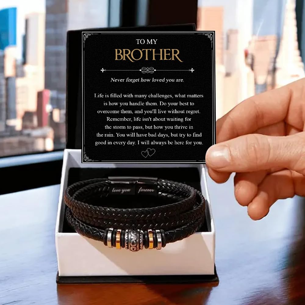 VIRAGIL To My Brother Bracelet, Birthday Gifts For Brother Bracelet With Message Card And Box, Man Gifts From Mom And Dad, Inspirational Gift For Men On Birthday Graduation Christmas Anniversary #4