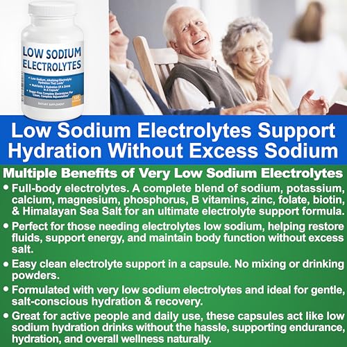 Low Sodium Electrolytes Only 23mg Serving 120 Servings Almost No Sodium Electrolyte Supplement, Sugar Free Fast Hydration ...