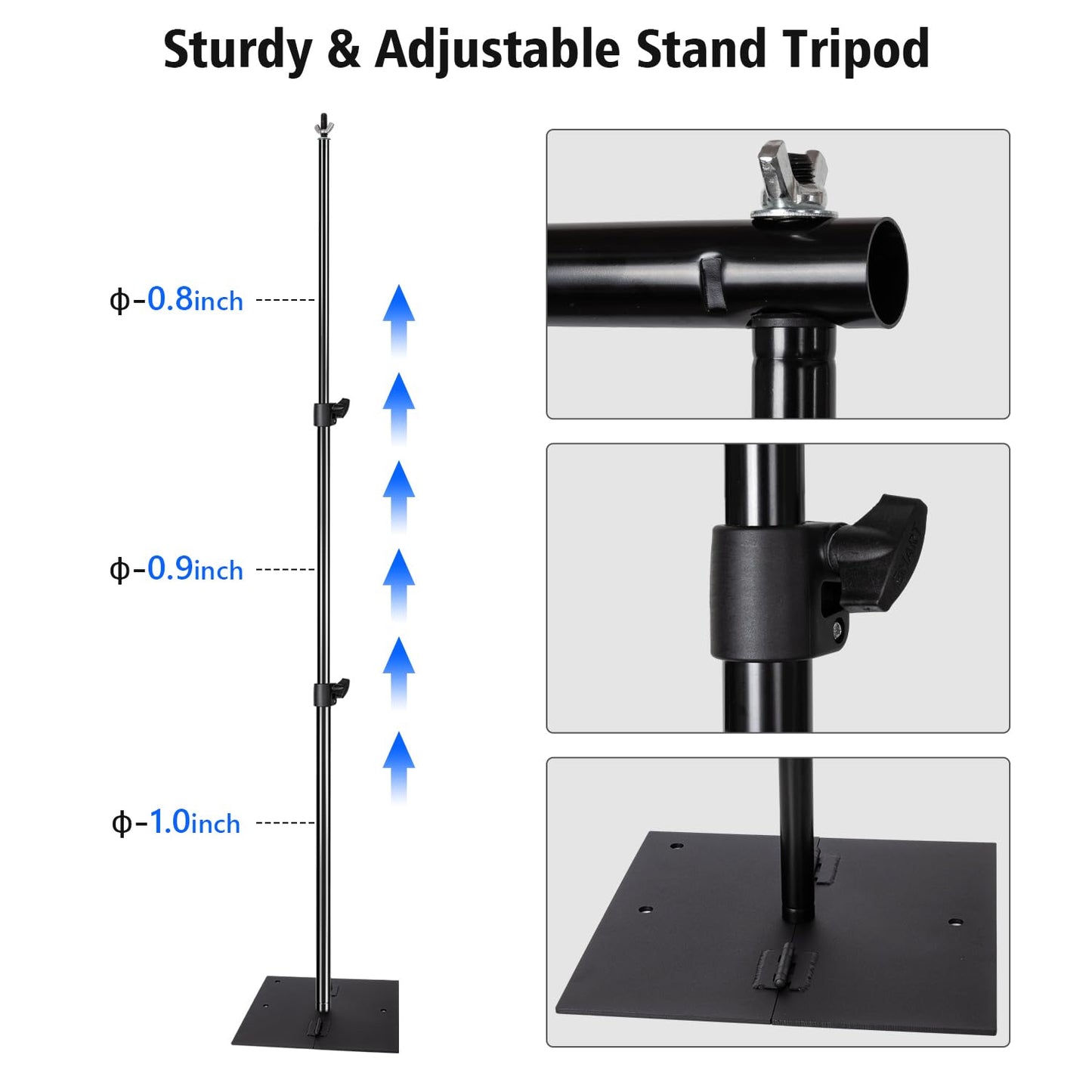 HYJ-INC Pipe and Drape Photography Backdrop Stand Kit Adjustable Photo Background Stand 10ft x 6.5ft with Metal Base for Parties Weddings Birthday Party Events Photo Booth