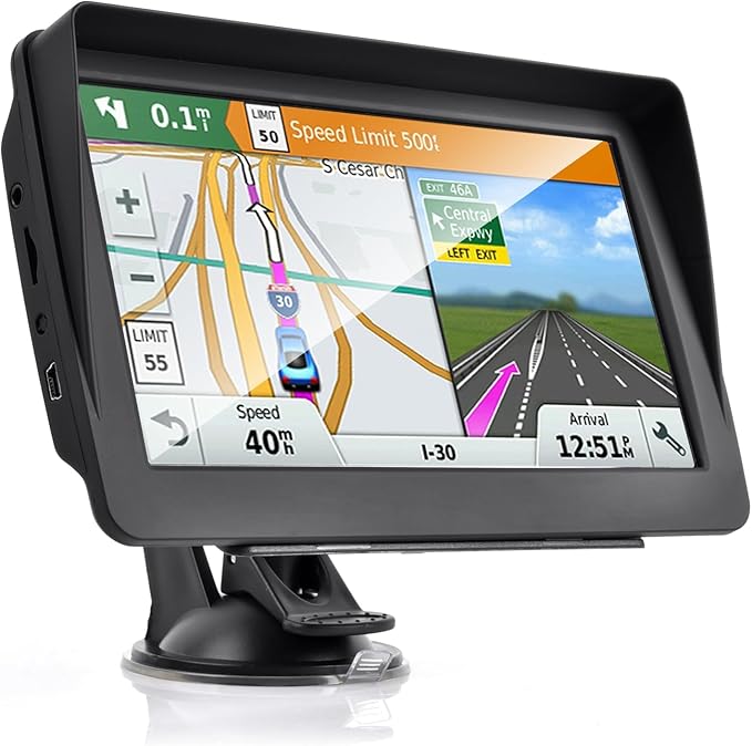GPS Navigator for Car 7-inch HD Touch Screen Voice Turn Alert Speed Limit Red Light Alert Truck Car GPS Navigation with pr...
