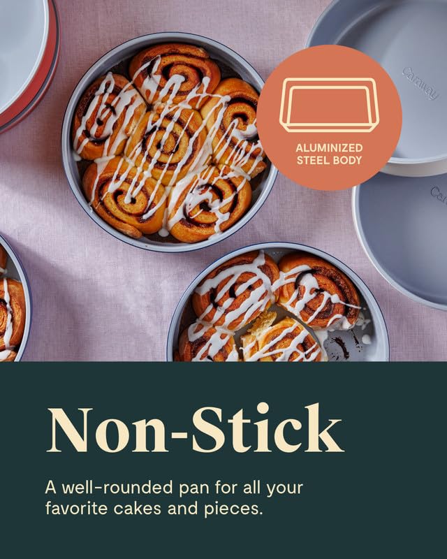 Caraway Non-Stick Ceramic 9” Circle Pan - Naturally Slick Ceramic Coating - Non-Toxic, PTFE & PFOA Free - Perfect for Birthday Cakes, Tartes, & More - Navy