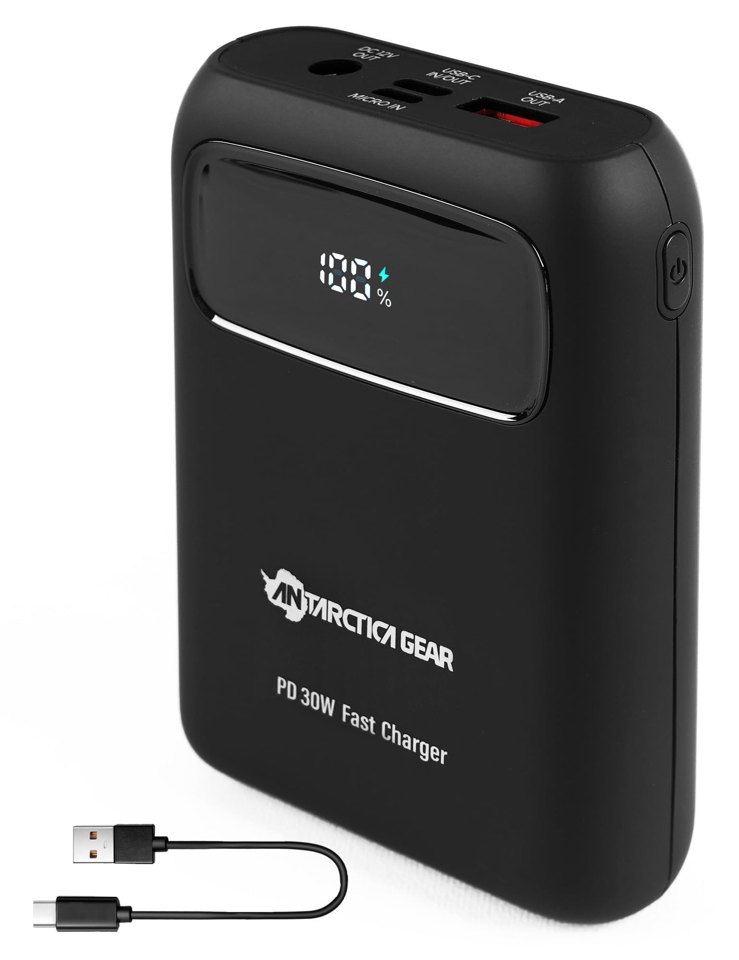 ANTARCTICA GEAR 15000mAh 12V Portable Battery, PD 30W and QC 4.0 Fast Charger Battery, LED Display Rechargable Power Bank for Heated Vests/Jackets/Hoodies ect