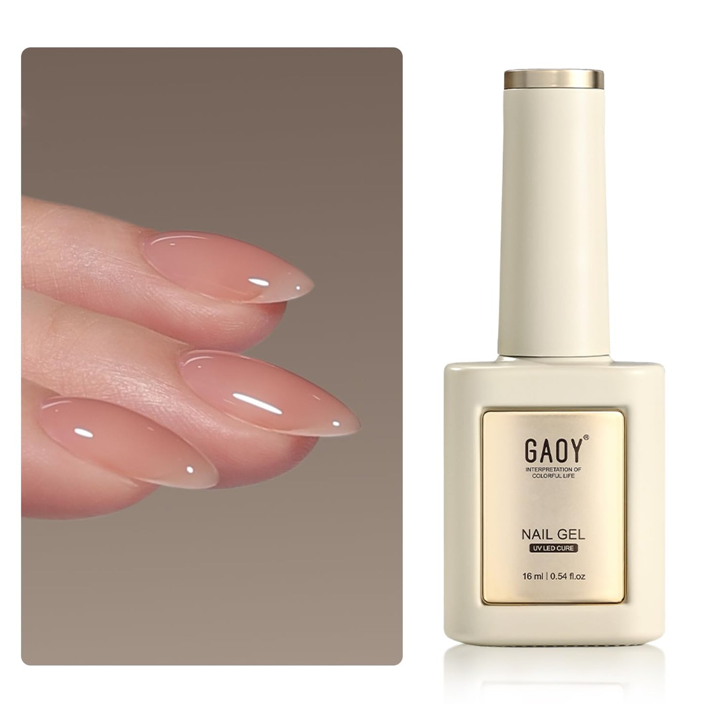 GAOY 16ml Builder Base Gel, Jelly Rubber Base Nail Gel Nude Sheer Pink, 3-in-1 Soak Off UV Light Cure Nail Strengthener, 01 Lush Nude
