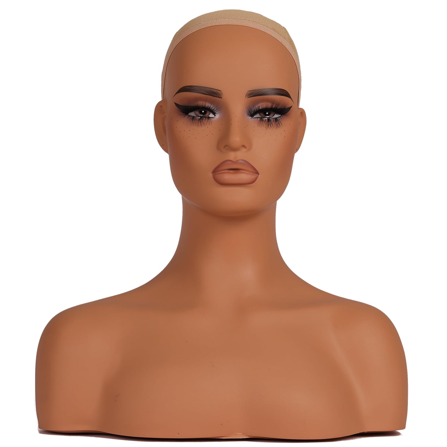 J&F CO Realistic Europe and America Female Mannequin Head with Shoulder Display Manikin Heads Bust for Wigs,Makeup,Beauty Access