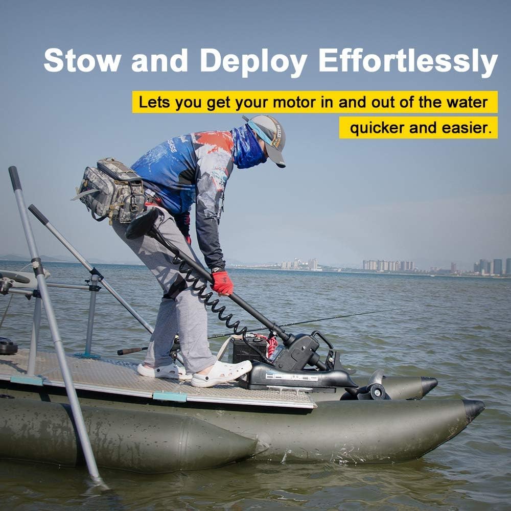 AQUOS Haswing CaymanB Electric Bow Mount 24V Saltwater & Freshwater Trolling Motor - 80lbs Thrust, 48in Shaft, with Wireless Remote & Quick Release Bracket