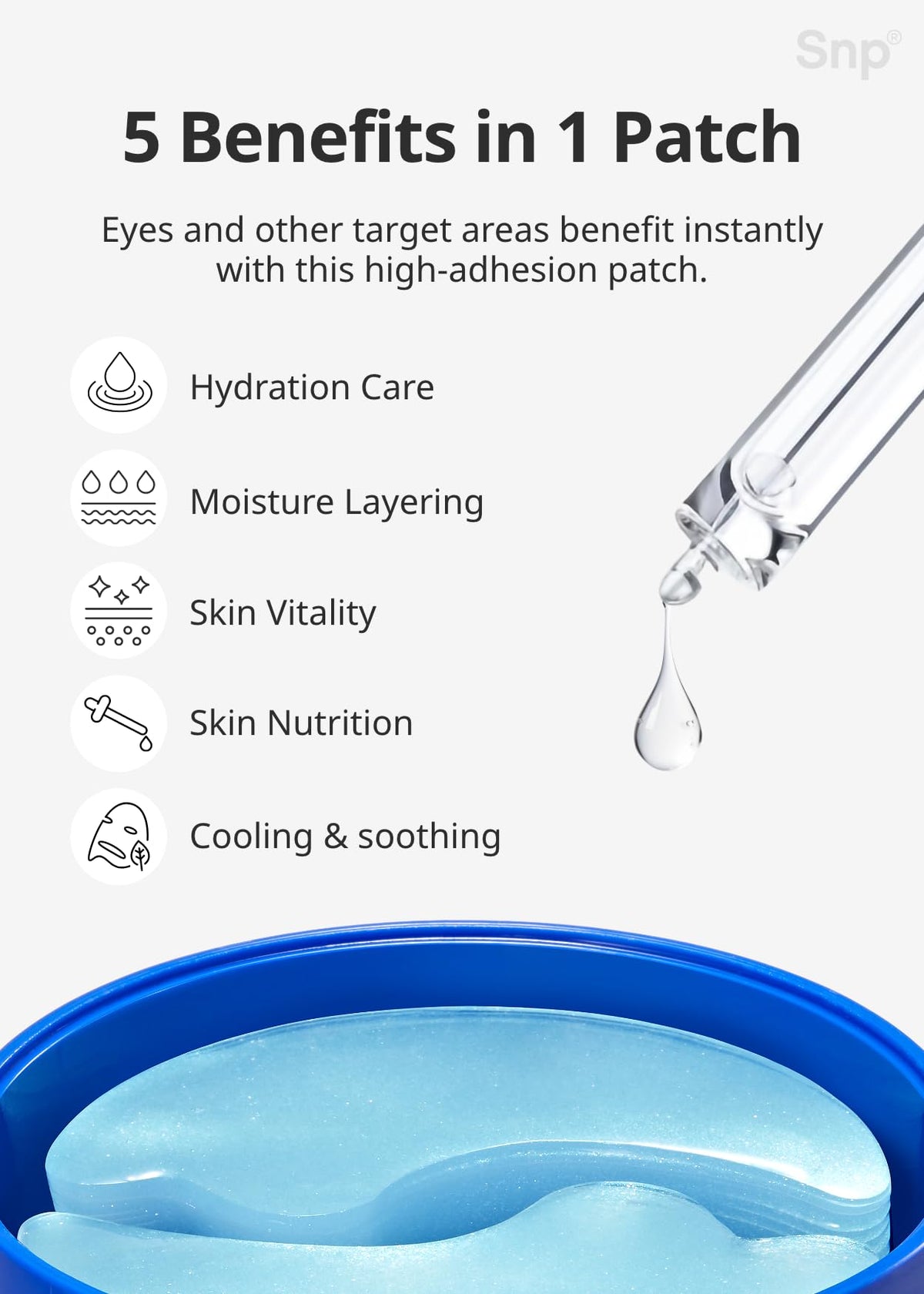 Snp 12,000ppm Bird's Nest + Hyaluronic Acid Eye Patch | Hydrating and Cooling for All Skin Types | Maximum Hydration Eye Patches