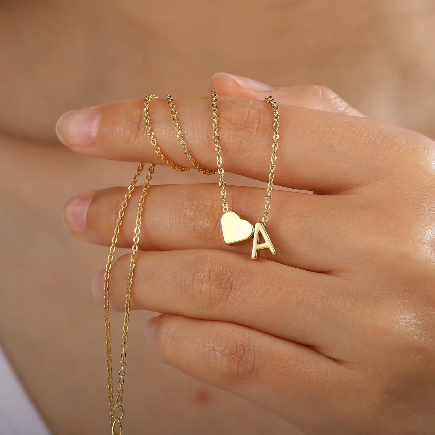 Turandoss Gold Heart Initial Necklace for Women - 18K Gold Plated Letter A Pendant Necklace Dainty Heart Necklaces Tiny Initial Necklaces Birthday Gifts for Women Jewelry