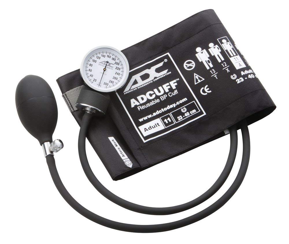 ADC Adult Cuff Arm Aneroid Sphygmomanometer Unit 2-Tubes Orange 1 Each