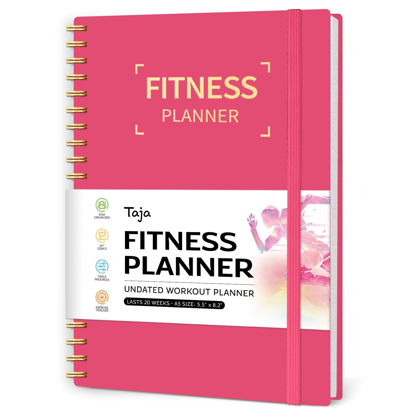 Fitness Workout Journal for Women & Men, A5(5.5" x 8.4") Workout Log Book Planner for Tracking, Progress, and Achieving Your Wellness Goals-Berry Pink