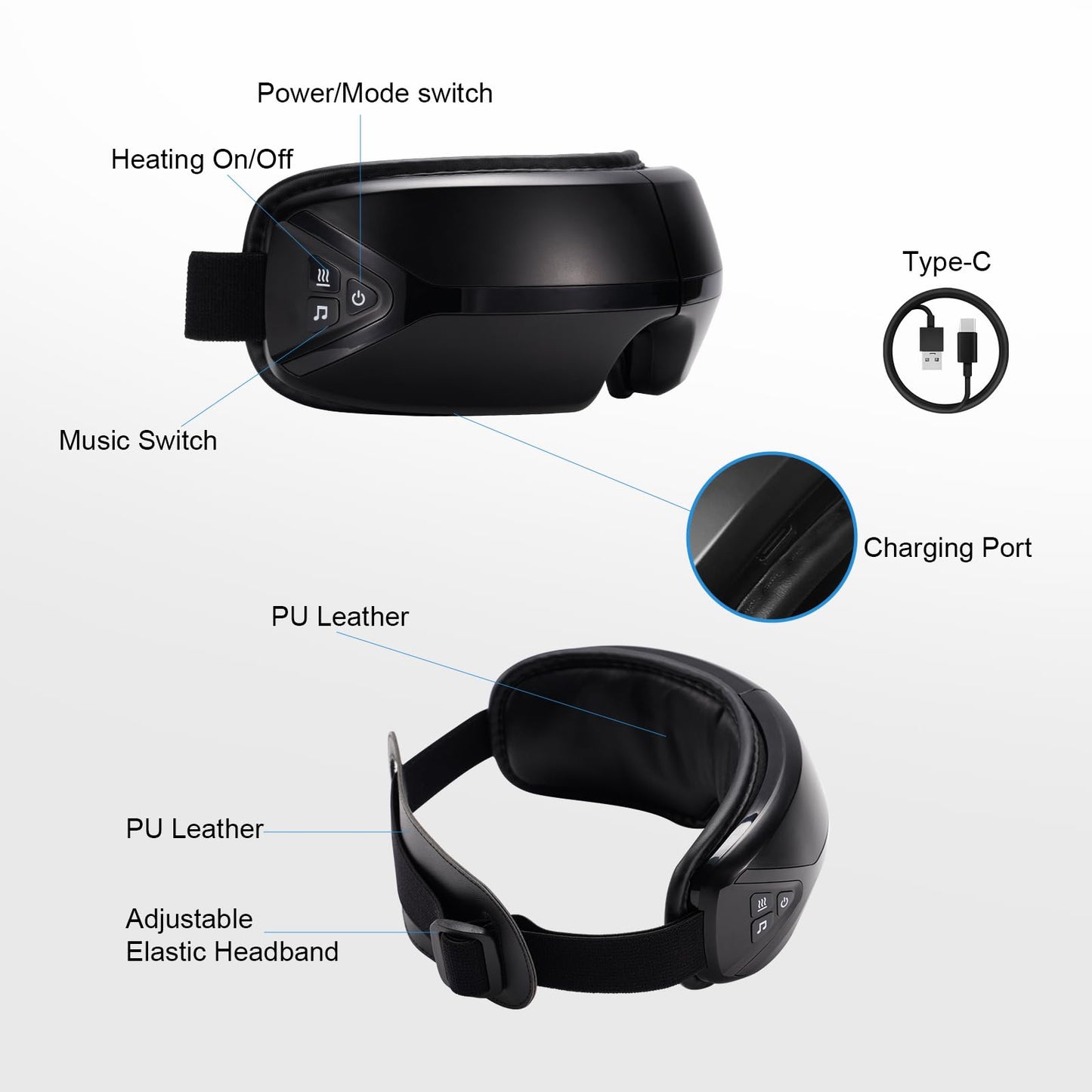 Eye Massager with Heat – Birthday Gift for Women Men Mom Dad Her Him, Smart Mask Massage with Music Care for Eye Strain Relief, Improve Sleep, Relax at Home, Indoors, Outdoors, Travel, Christmas