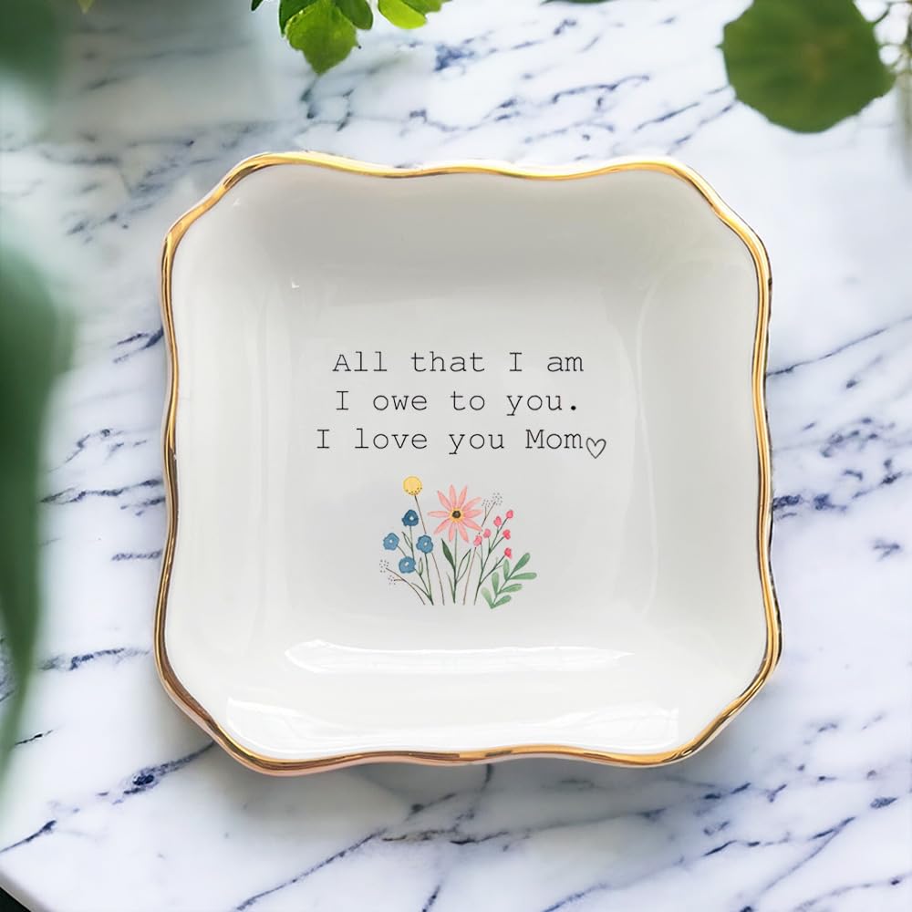 BAT TRANG Ceramic Jewelry Dish, Mother of The Bride Wedding Gift, Bridal Shower Gift, Gifts for Mom from Bride, Mom Gift, Birthday Gift, (All That I am)