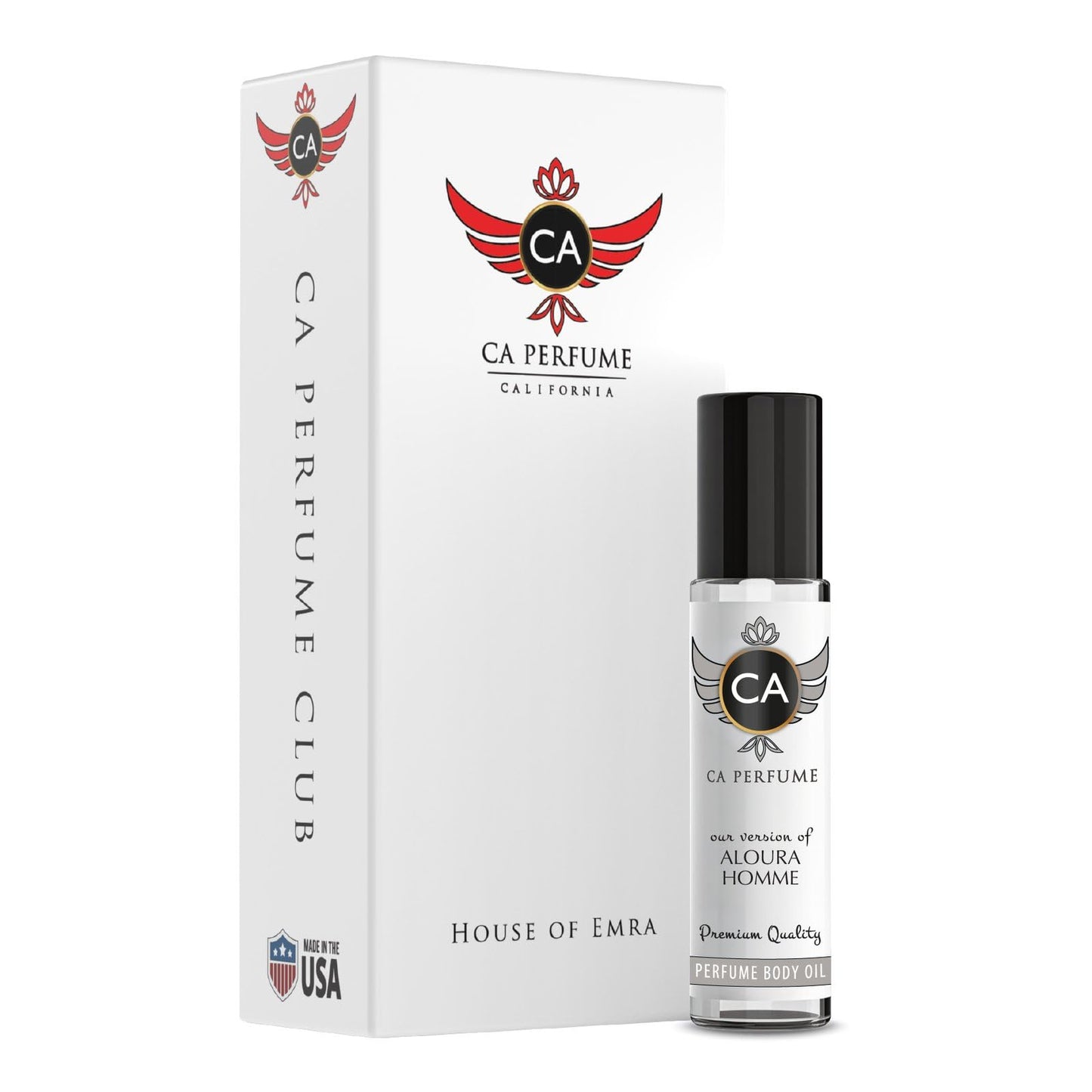 CA Perfume Impression of Aloura Homme Eau De Parfum Amber Woody Scent Long Lasting Cologne for Men Travel Size TSA Ready for Day and Night Wear 0.33 Fl Oz 10ml