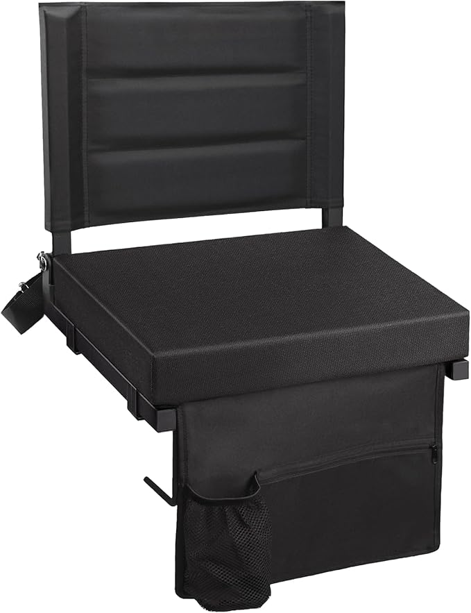 GravGrow Stadium Seats with Back Support, Portable Bleacher Chairs with Back and Cushion, Thick Padded Bleacher Seat, Lightweight Folding Stadium Chair for Sports Events