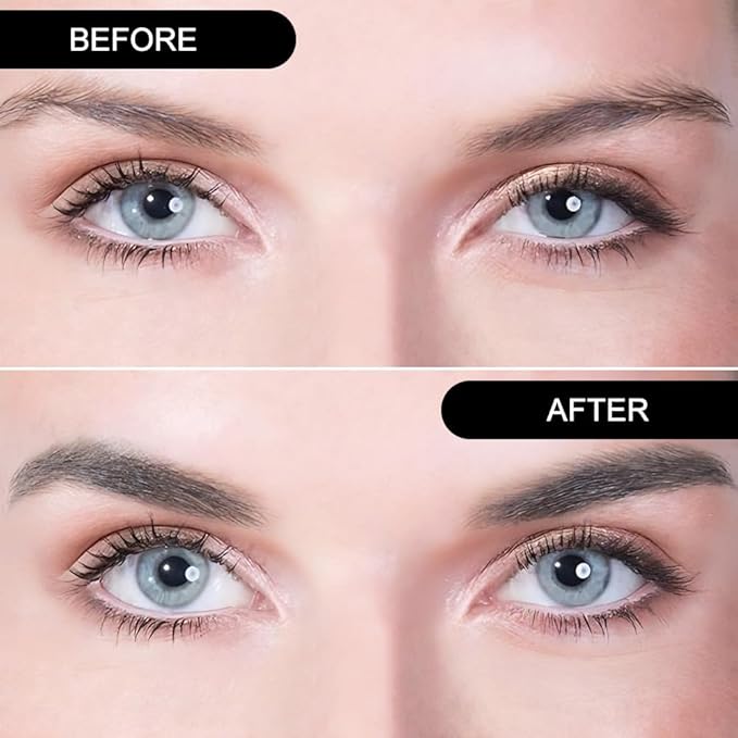 2Pcs Eye Brow Powder for Women, Medium Brown Eyebrow Powder Kit with Double-ended Eyebrow Brush, Long-Lasting Waterproof Two Colors, Purse-Friendly Compact (Dark Brown+Dark Grey)