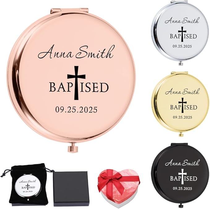Eunigem Personalized Compact Mirror for Women-Custom Mirror Gifts for Bridesmaid,Wedding,Birthday,Mom,Friend,Wife,Christian