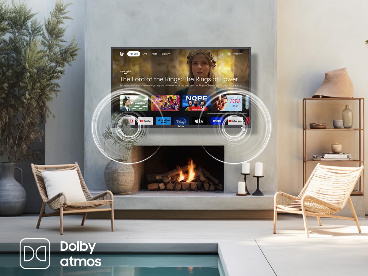 SYLVOX Outdoor TV, 75 inch Waterproof Smart Outdoor TVs, 4K, HDR 10, Weatherproof,1000nits, Voice Assistant Remote, for Partial Sun Area(Deck Pro 3.0, Latest Model)