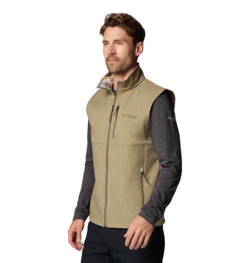 Columbia Men's PHG Ascender II Softshell Vest, Flax/Timberwoods Camo, Small