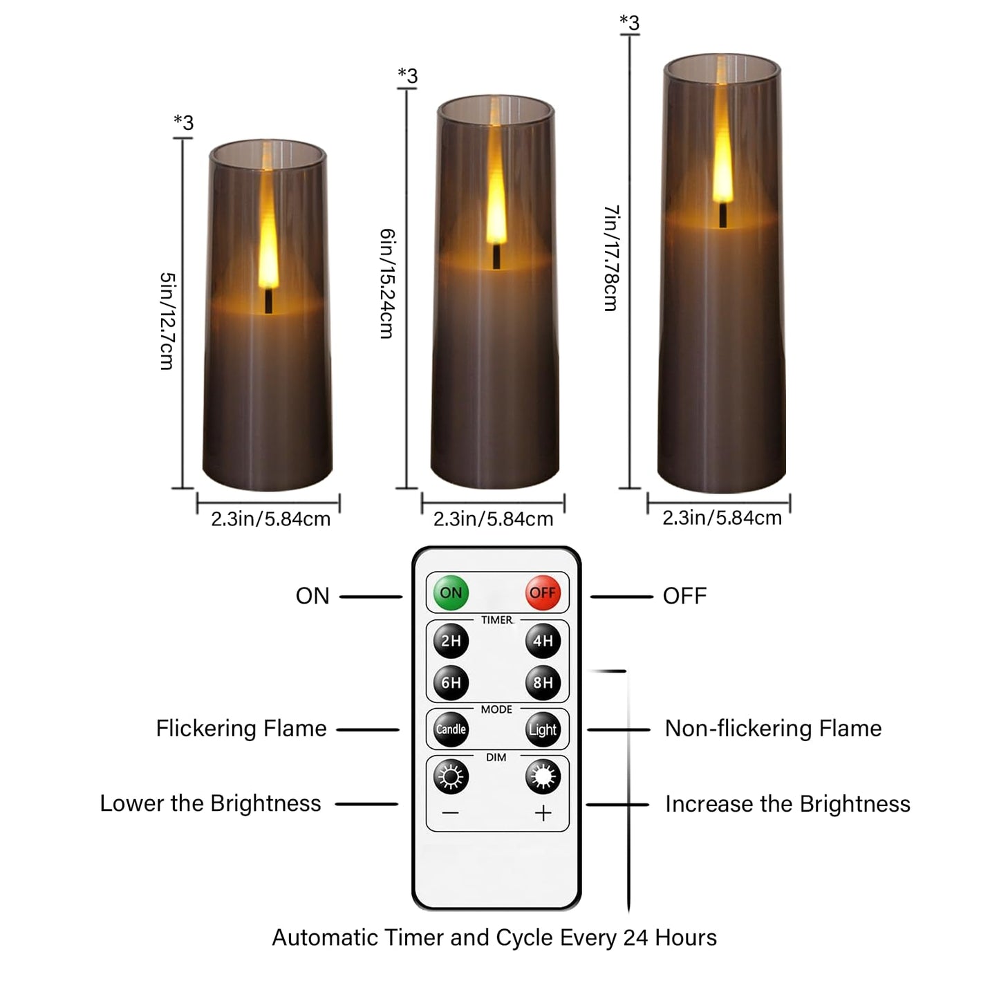 Thorbling Flameless LED Candles, Upgraded Realistic 9 Pcs Flickering Flame Pillar Candles, Battery Operated Candles with Remote Timer, for Romantic Ambiance and Home Decoration (Grey)
