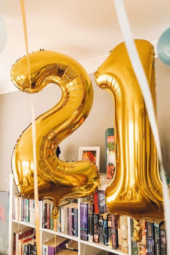 40 Inch Gold 1 Balloon for First Birthday, Gold One 1st Number Balloon Birthday Decorations, 10th 21st, Giant Number 1 Bal...