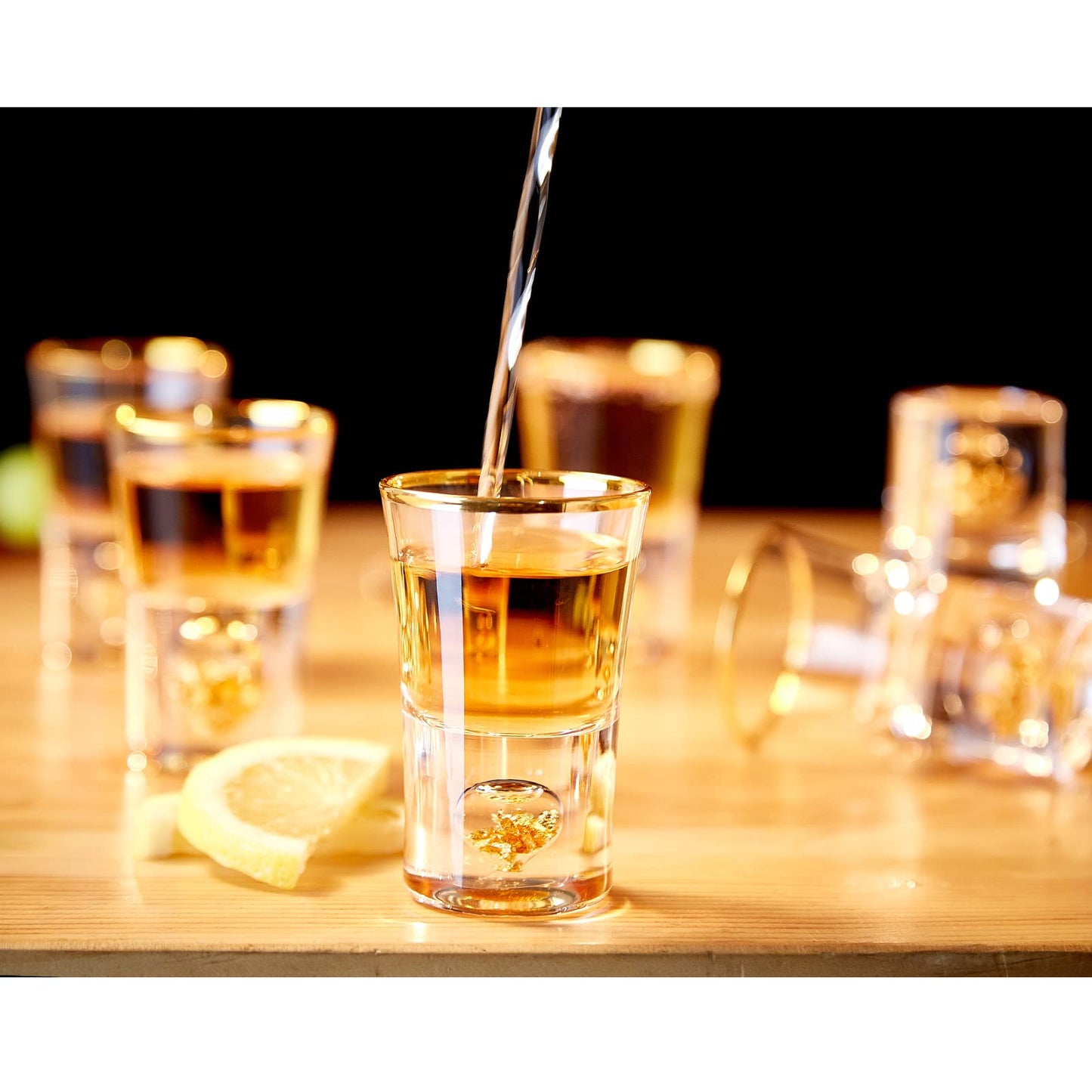 DUJUST Shot Glasses (1.5oz), Crystal Shot Glass Set Decorated with 24K Gold Leaf Flakes, Cool & Cute Shot Cups, BPA-Free & Lead-Free, Perfect for Décor & Collection, Gift Choices - 2 pcs