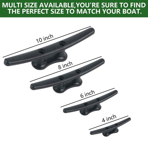 Boat Cleats 10 inch (4 Pack) - Electrophoretic Coated Boat Dock Cleats Black, Rope Cleat, Anchor Line Cleat,Dock Cleats With Hardware Ideal for Boat Docks, Piers for Tying up Boats, Marine Decor