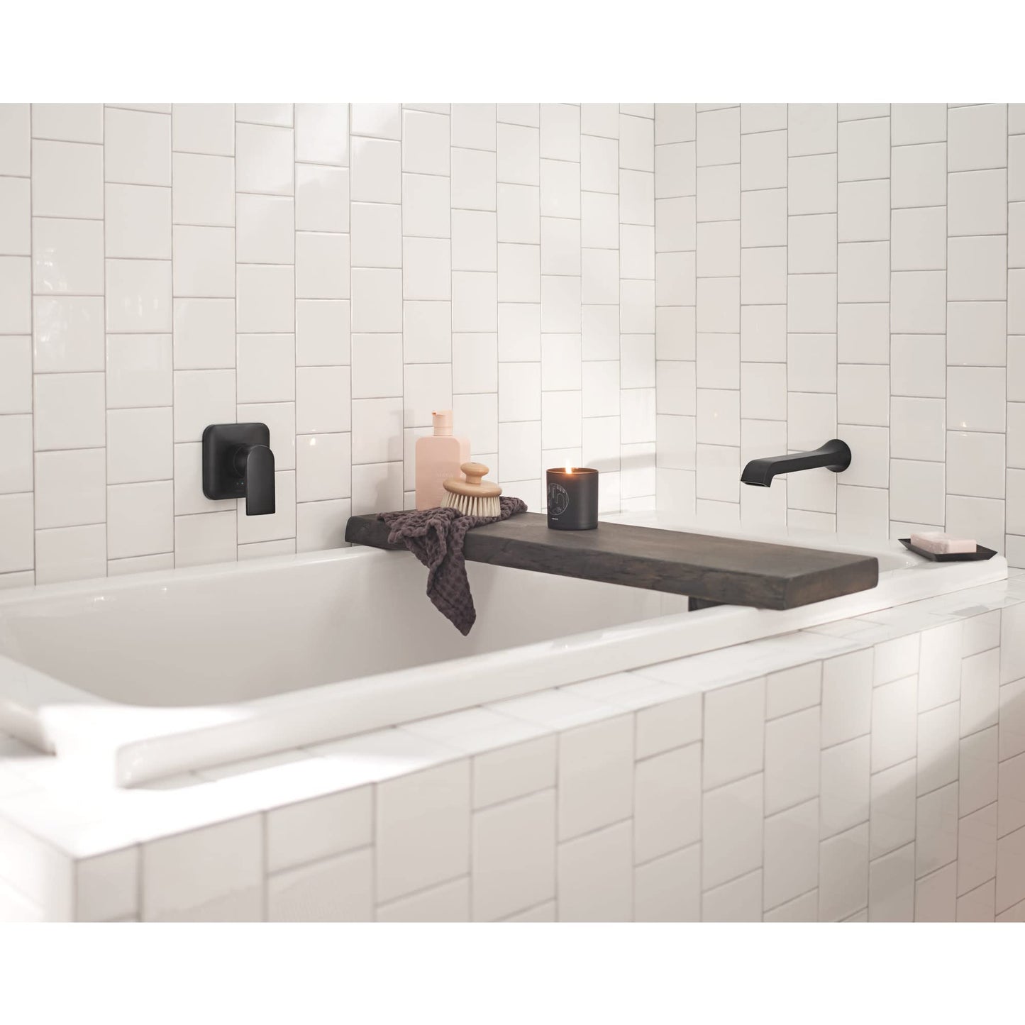 Moen Genta LX Single Handle Wall Mount Tub Filler, Contemporary High Flow Tub Faucet with 10-Inch Spout Reach, Brushed Nickel, WT901BN